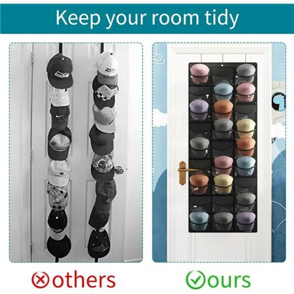 Fixwal 27 Pocket Hat Rack Over Door Baseball Cap Organizer Closet Storage - Picture 5 of 7